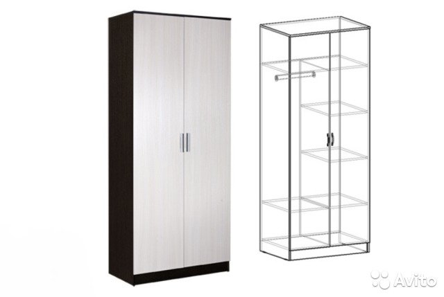 ШКАФ ПЛАТЯНОЙ 2-ХСТВОРЧАТЫЙ ВЕНГЕ/КРАФТ